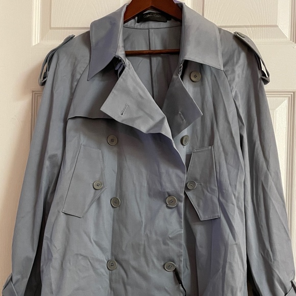 Calvin Klein Collection Women's Blue Grey Coat Heavy Short Made in